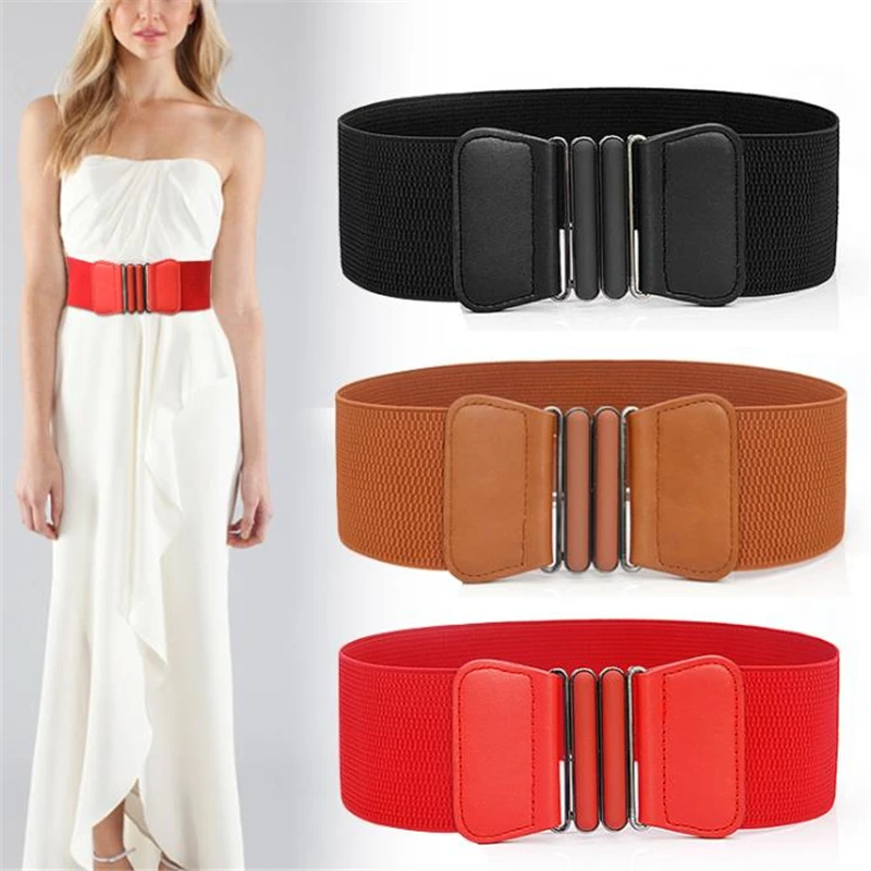 Ceinture Large artificiel astique pour Femme, Accessoire de Marque à la Mode, Couleur Unie, Nouvelle Parure de Robe