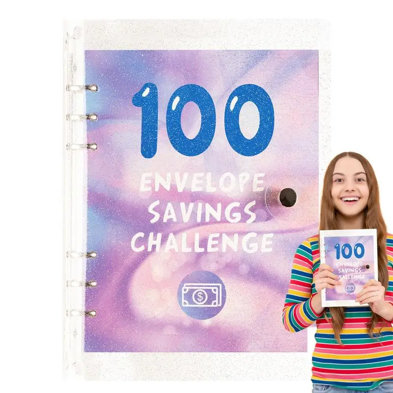 100 Day Challenge Money Saving Binder A5 Financial Planner Budget Tracker Loose-Leaf Budgeting Book Waterproof Budget Planners