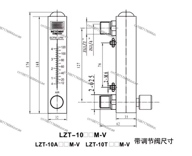 Stainless Steel Flowmeter, Panel Flowmeter, Gas Float Flowmeter, Rotor  Four-thread