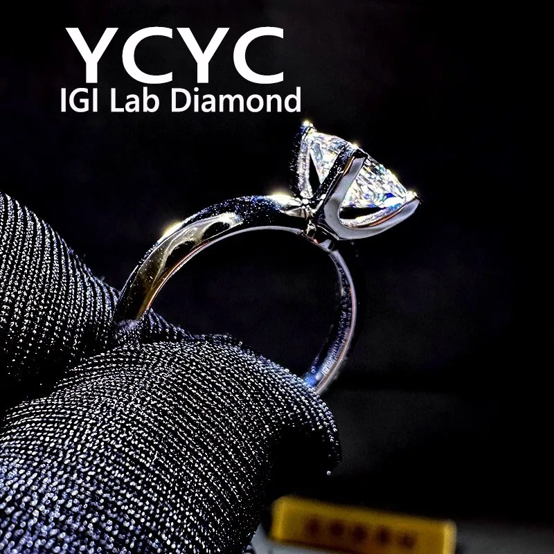 

Lab Grown Diamond 1 2 3 4Ct Ring Solid18K White Gold Princess Cut Diamond CVD HPHT DEF VS-VVS Wedding ring