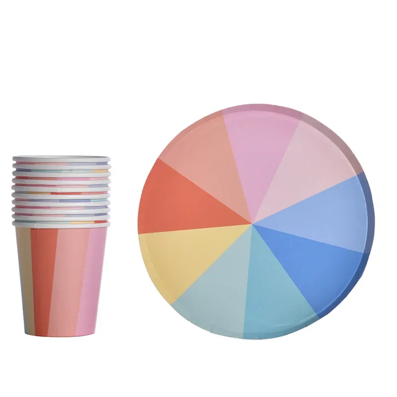 

Party Party Disposable Cutlery Picnic Cute Rainbow Round Paper Plate Paper Cup Birthday Party