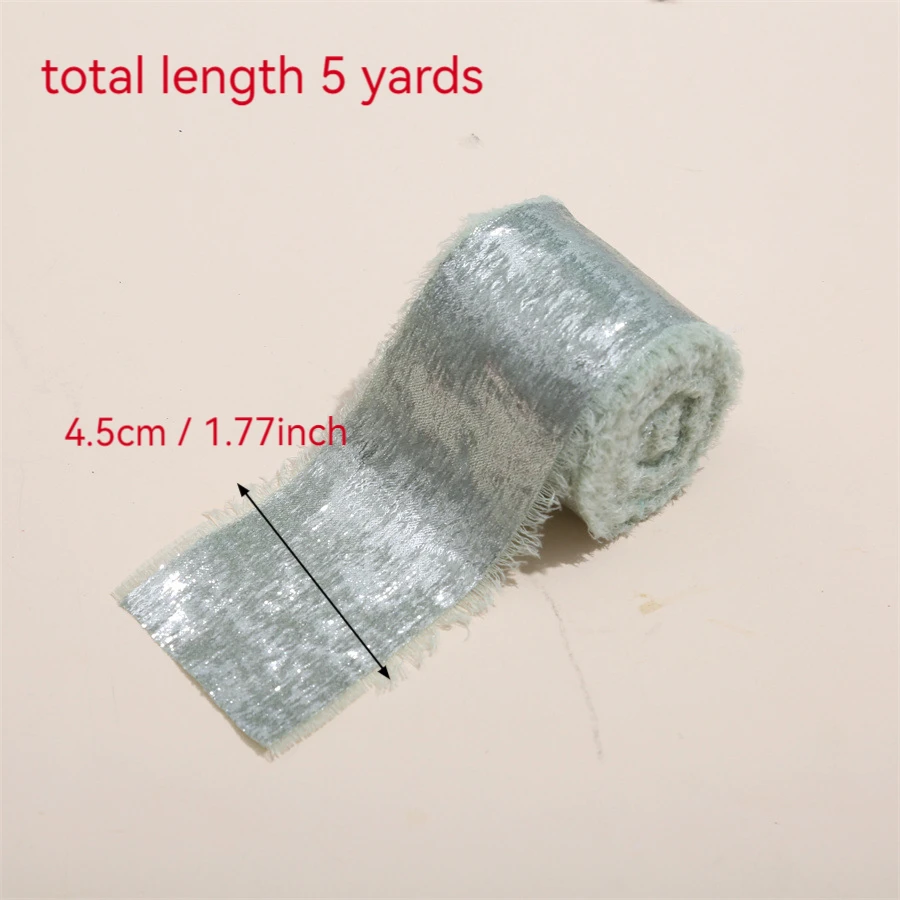 1 Rolle 5 Yards handgefertigtes, ausgefranstes Satinband mit Bronzierung für Hochzeitseinladungen, Blumensträuße, Geburtstagsfeiern, DIY-Dekoration, Geschenk – Detail 2