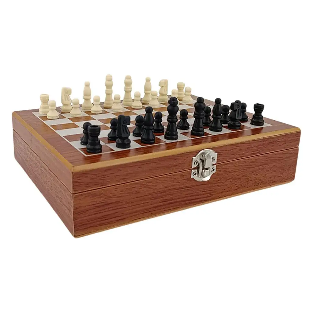 Set di scacchi e domino Giochi da tavolo Scacchi di intrattenimento Set di scacchi in legno pieghevole portatile king size da 4 cm per la famiglia