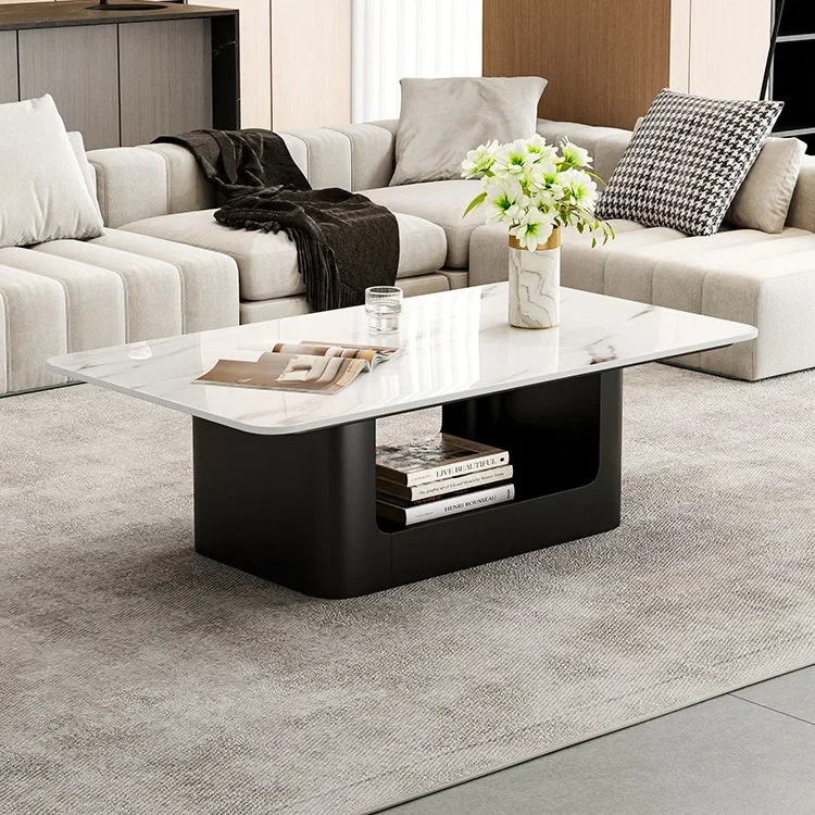 Rectangular rock slab coffee table, living room household small apartment modern light luxury minimalist Italian
