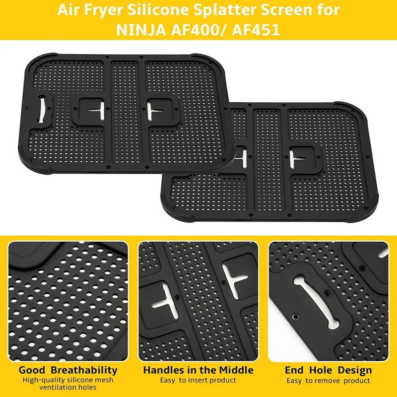 2Pcs Hot Air Fryer Splash Guard For Ninja Foodi AF400EU / AF451EU, Reusable Splash Guard Airfryer Accessories