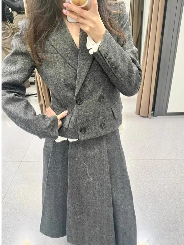 

Осенне-зимний женский твидовый костюм из смесовой шерсти для поездок на работу, с застежкой на талии, куртка, привлекательная верхняя одежда, модная