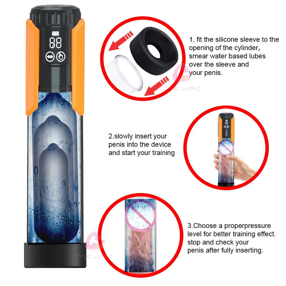 Electric Penis Pump Men Sex Toys - Pumps & Enlargers Vacuum Male Masturbator , 5 Suction Modes and Waterproof, Men Glans Bigger