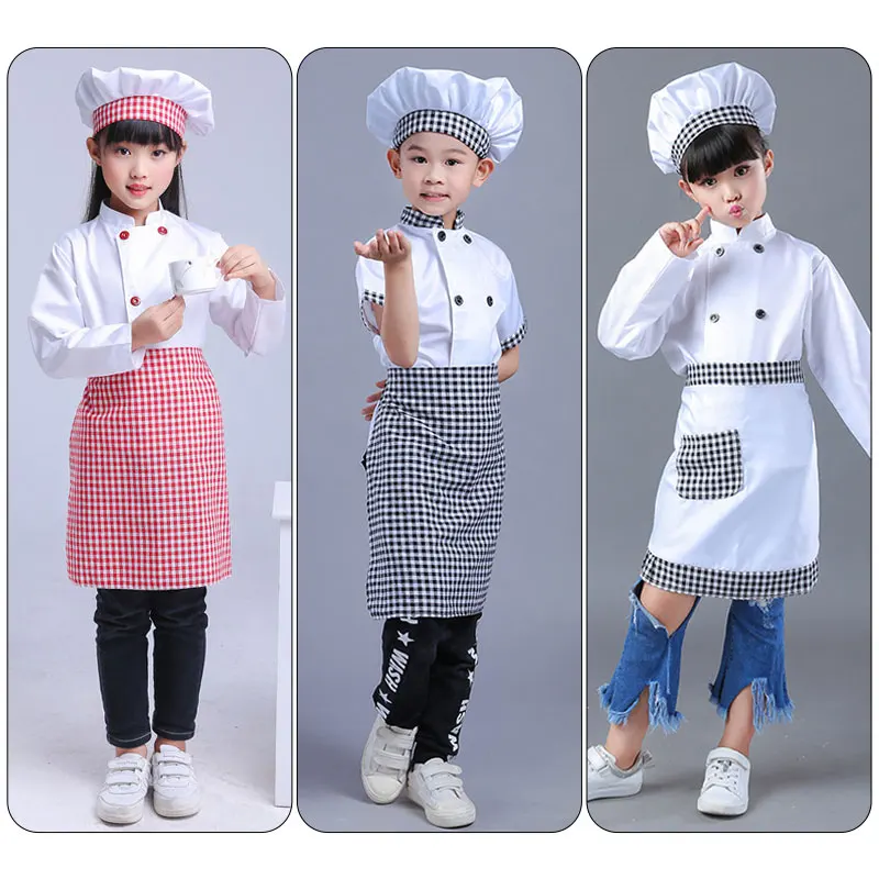 Uniforme de Chef para niños, gorro de cocina, chaquetas de trabajo, restaurante para niños y niñas, disfraz de Cosplay para fiesta puesta en escena de Halloween