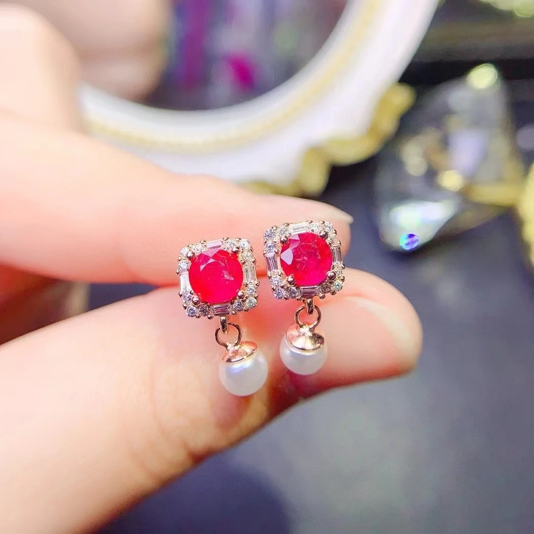 KJJEAXCMY Special Offer New 925 Silver Precision Inlaid Light Luxury Exquisite Compact Natural Ruby Earrings party birthday Gift