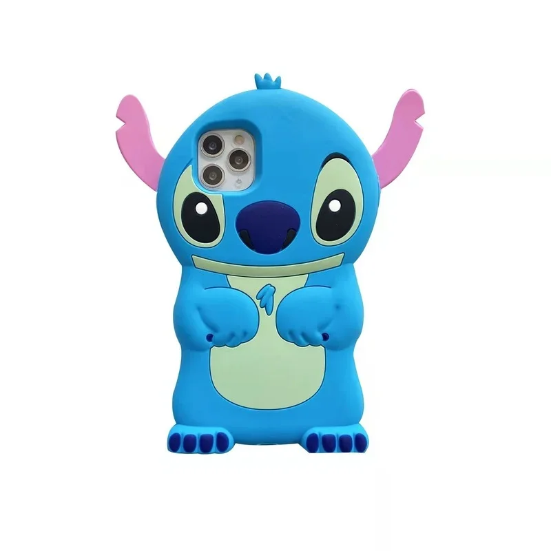 Disney Cartoon Stitch Creative 3D Silicone Phone Case for IPhone 11 12 13Pro Max XR XS Max 7 8P Cute Modeling Anti-drop Cover