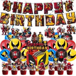 Deadpool & Wolverine Birthday Cake Topper Party Decoration Cake Decor Flag Baby Shower Baking DIY Supplies Kids Gift