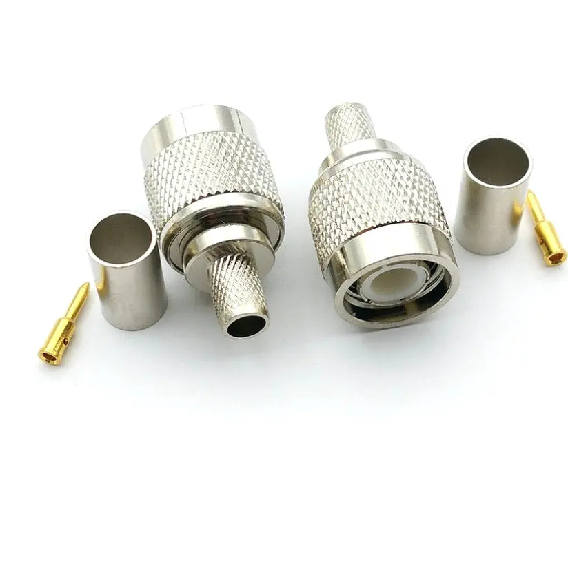 copper TNC Male Plug RF Coax Connector Crimp For Cable RG58 RG142 RG400 LMR195