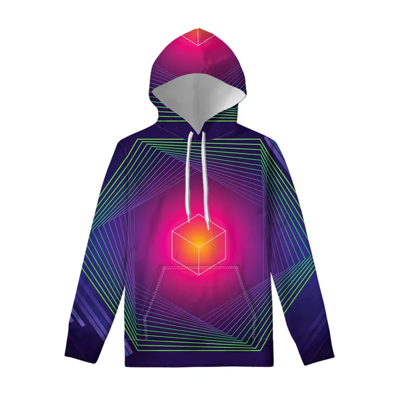 Geometry 3d Hoodie Pullover 2024 Autumn Streetwear Outdoor Hooded Sweatshirts Men's Casual Oversized Loose Long Sleeve Tops Coat