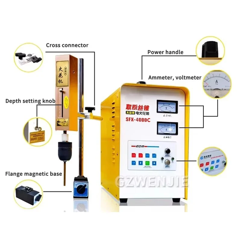 Perforator Portable Breaking Tap Screw Drill Tap Electromechanical Pulse EDM Drilling Machine High-Frequency Discharge 3000W