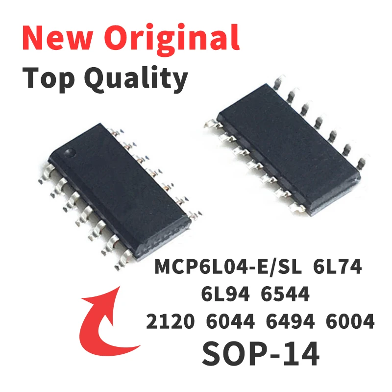 MCP6L04 MCP6L74 MCP6L94 MCP6544 MCP2120 MCP6044 MCP6494 MCP6004 -E/SL SOP14 Chip IC, 1 unidad