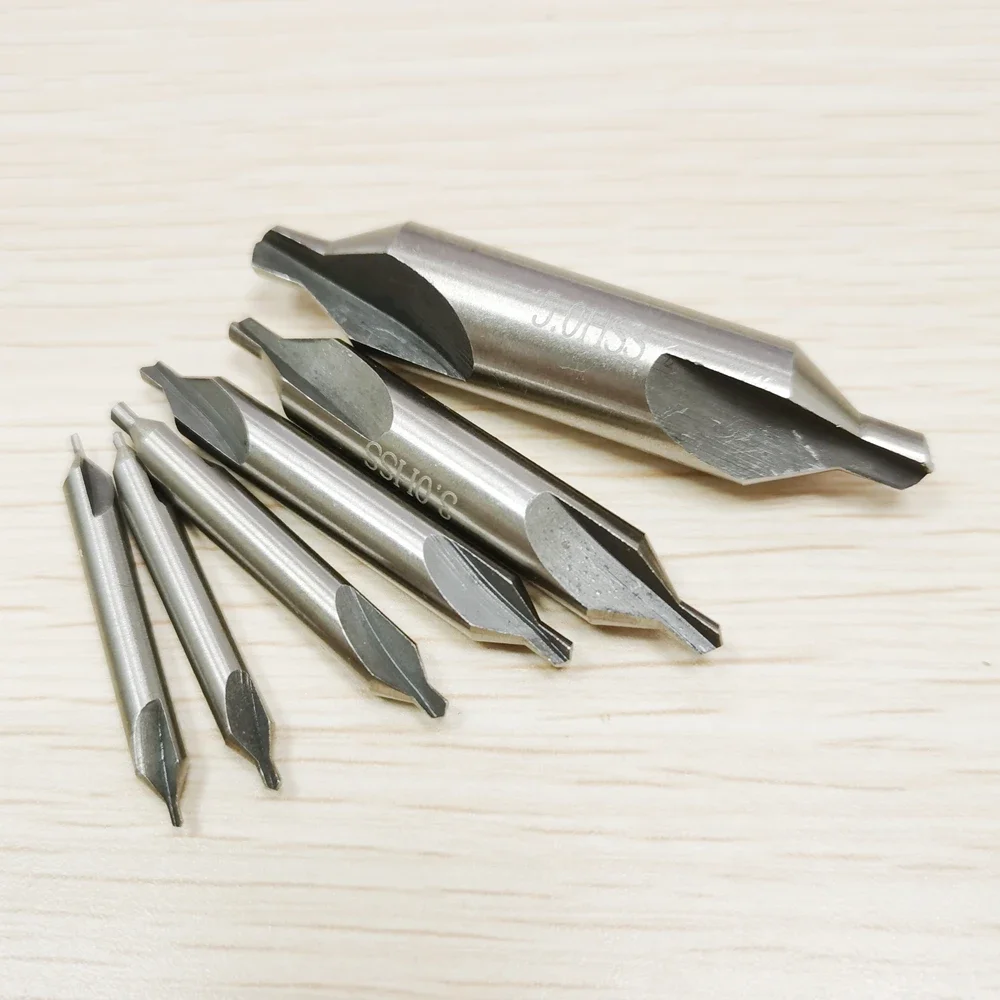 6Pcs HSS Center Drill Bit Set Metalworking Hole Drill Hole Cutter 60 Degrees for Metal-Working 1.0mm 1.5mm 2.0mm 2.5mm 3mm 5.0mm
