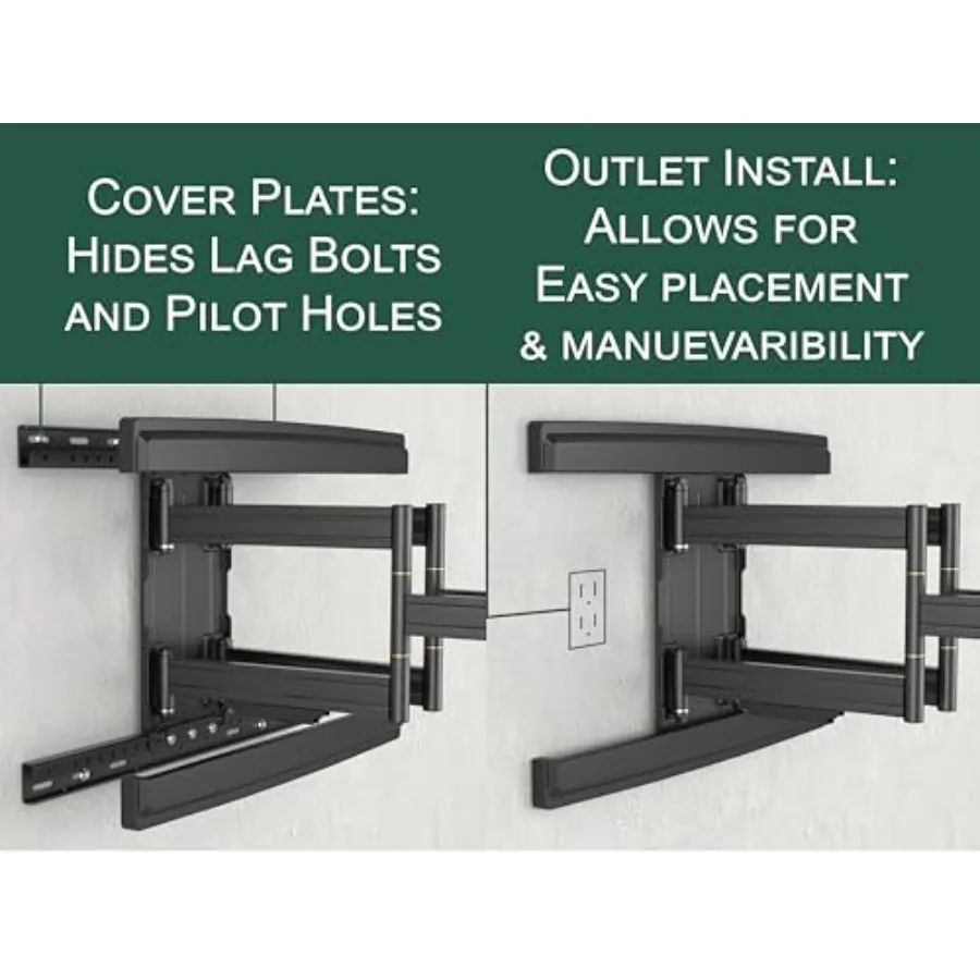حامل تلفزيون عالي التحمل على الحائط لـ 65100 تلفزيونًا XXL حامل حركة كامل يمتد 31.5 تسوية دوارة للإمالة سعة 154 رطلًا بحد أقصى VESA 800x #5