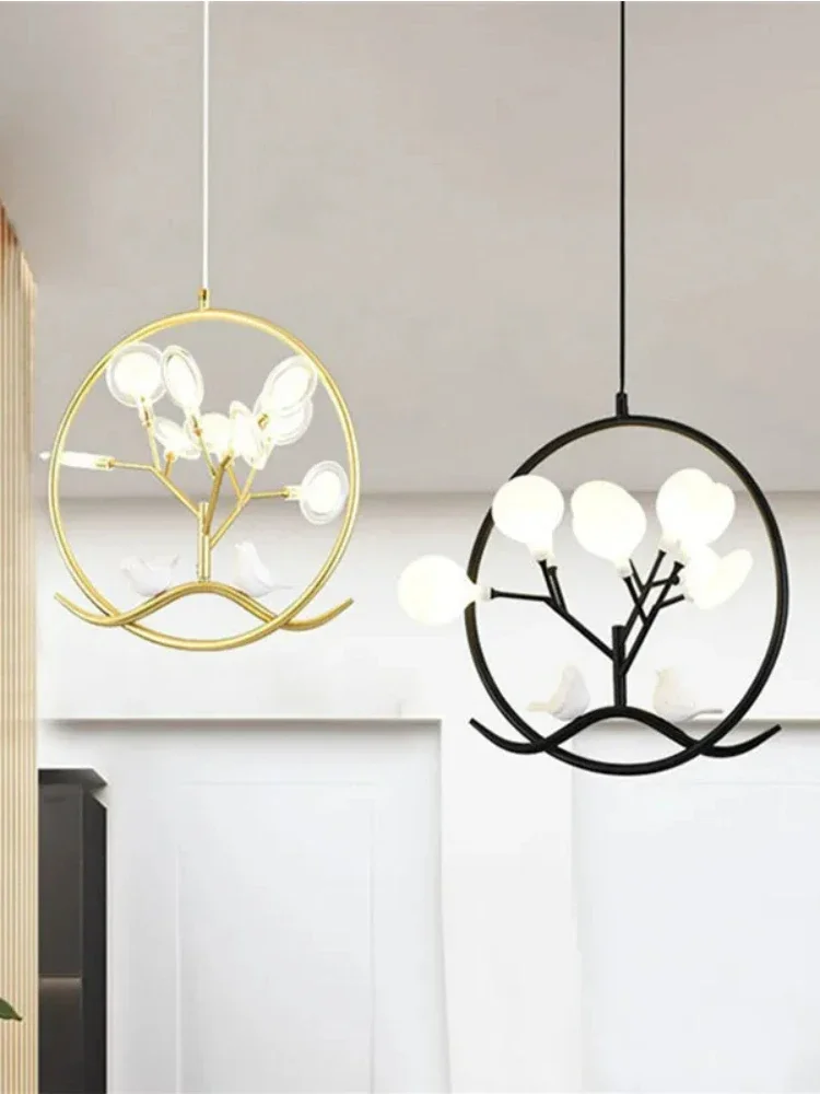 الحديثة LED الثريا الدوائر النمط الأمريكي المعادن الطيور الزهور شخصية غرفة المعيشة المطبخ بار طاولة طعام مصابيح تعليق للزينة
