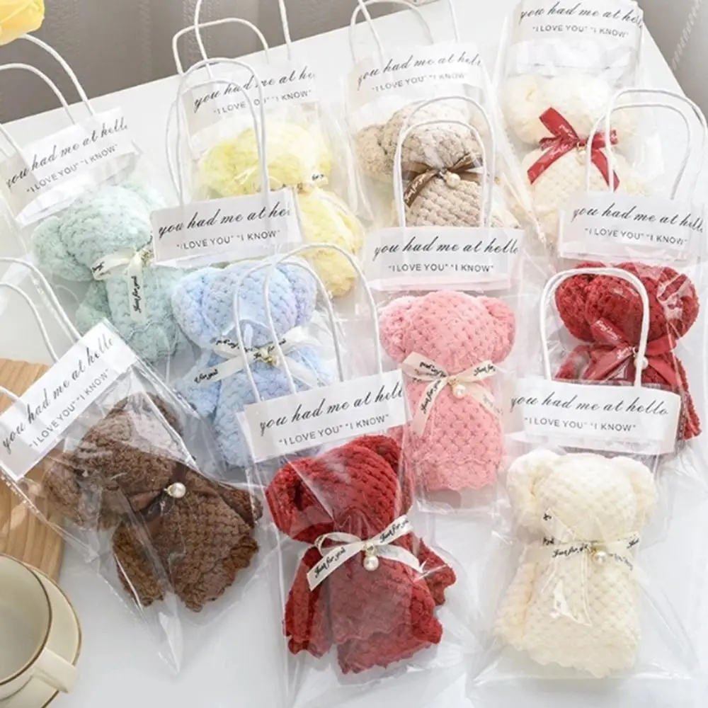 ファッションコーラルベルベットベアタオル 15cm フェイスハンドタオル クリエイティブソフトウェディングギフトウォッシュクロス