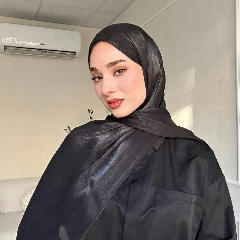 

1 шт. женский базовый шелковый элегантный блестящий мягкий платок, уличный консервативный однотонный простой головной платок, подходит для ежедневного использования