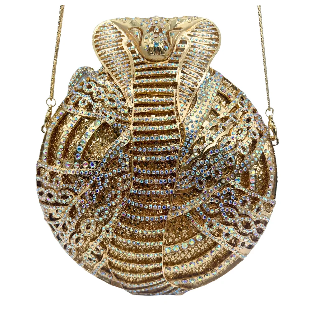 

Blue Diamond Cobra Evening Clutches Crystal Party Bags Hollow Out Women Rhinestone Purse Stone Clutch Luxury Handbags Prom Bags
