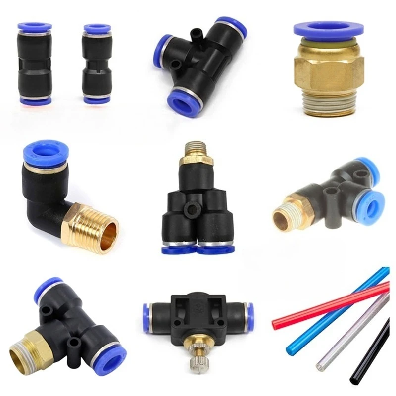 6Mm trachea connector PC6-02 pu air duct straight through tee thread quick connector variable diameter