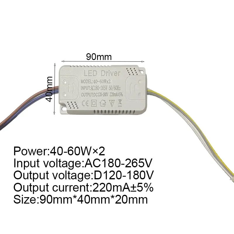Entrée AC 180-265V Pilote non isolant avec transformateur LED 3 couleurs (8-24W)×2 (20-40W)X2 pour lustre à intensité variable et variable
