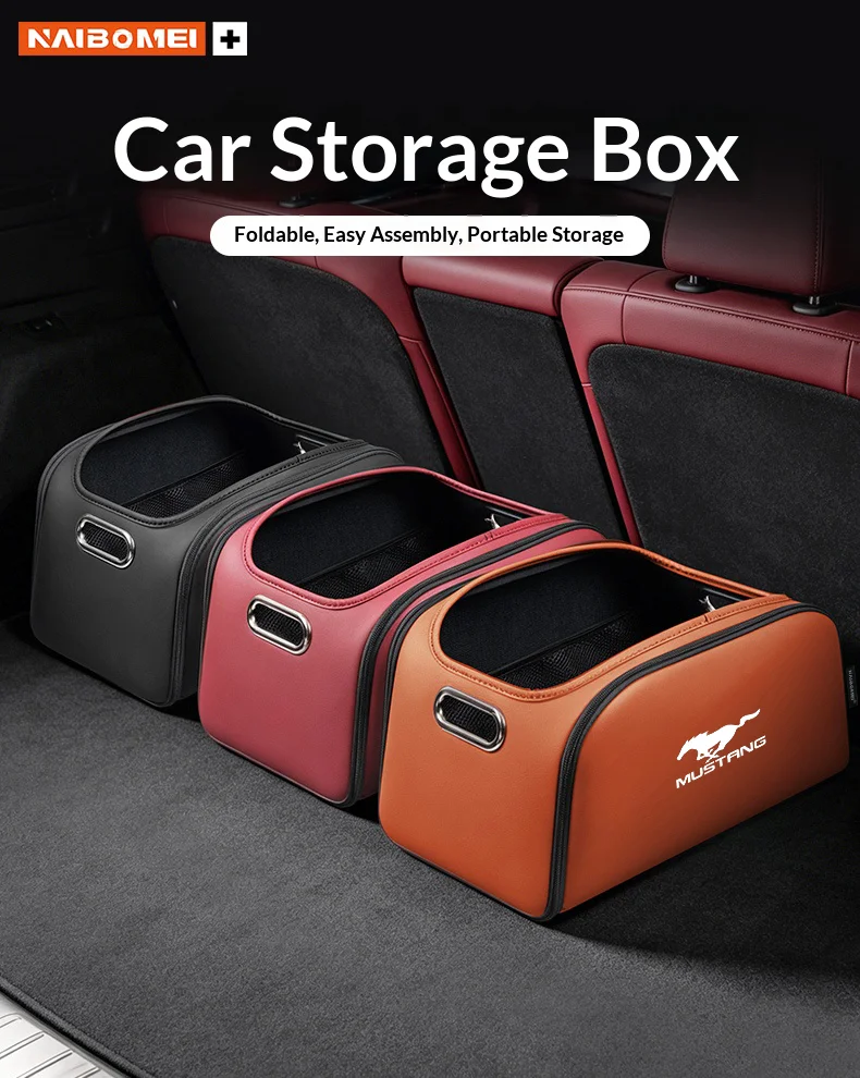 Kofferraum-Organizer-Box, Aufbewahrungstasche mit integrierter Tasche für Ford Mustang Shelby GT 350 500, Auto-Innenzubehör – Detail 1