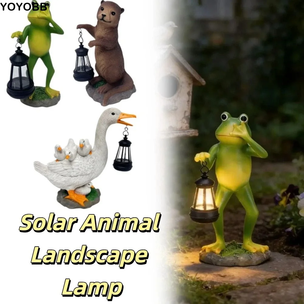 

Solar Powered Solar Frog Lantern LED Light Animal Figurine Waterproof Resin Frog Sculpture Waterproof Resin Pathway Decor