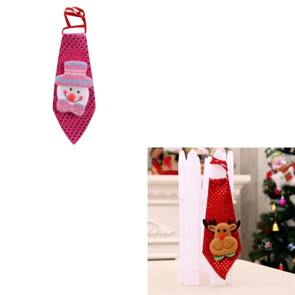 

Сверкающий галстук с блестками, рождественский тематический галстук с регулируемой длиной для семейного сбора, рождественской