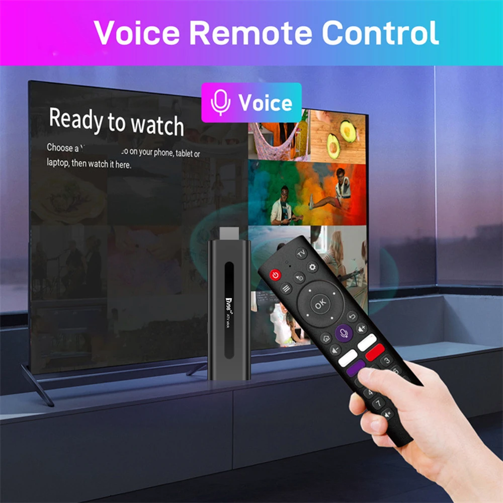 TV98 ATV 8K Smart TV Stick Android 14 ATV Allwinner H618 2.4G 5G Wifi supporto OTA 4K Player BT5.0 Voice remote TV Box 2GB 16GB