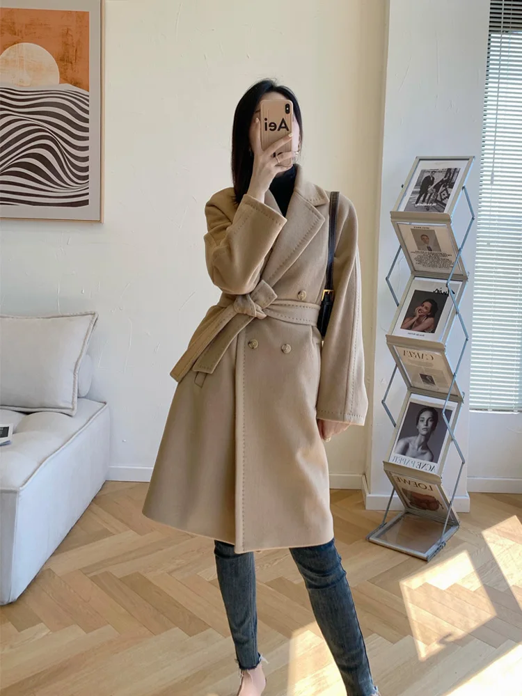 Neue Herbst Winter kurze Kaschmir Wolle Mantel Zweireiher Mode Temperament hohe Taille warme Woll jacke weibliche Kleidung