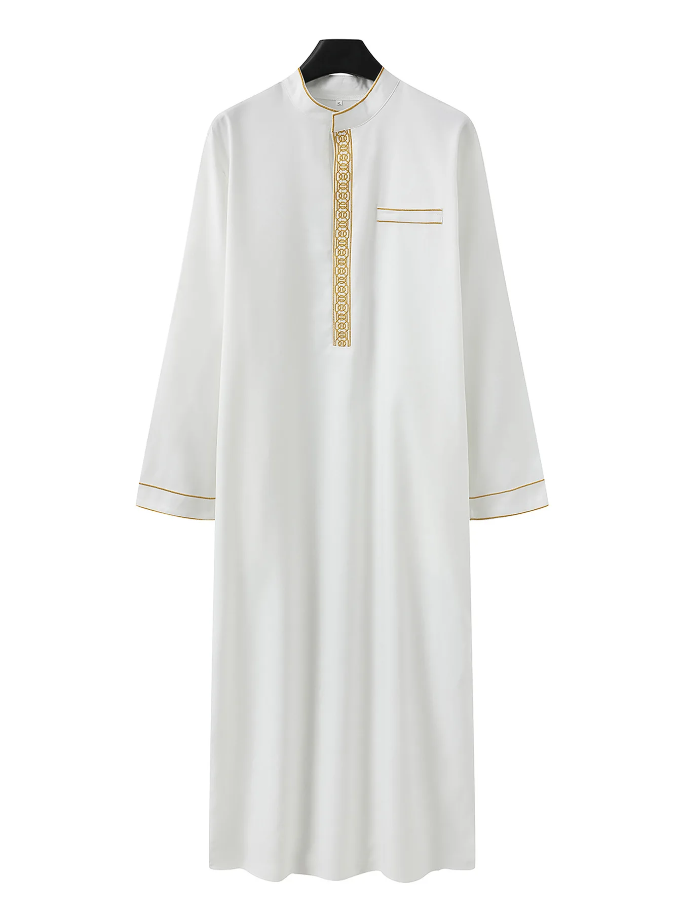 남자 이슬람 패션 Jubba Thobe Abaya 아랍 스탠드 칼라 자수 풀오버 긴 가운 가운 두바이 Abayas 느슨한 봄 2025