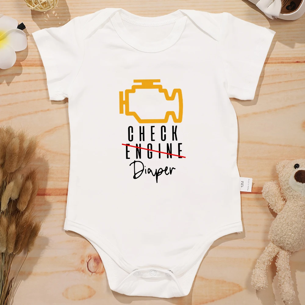 Check Diaper Funny Newborn Baby Clothes Creative Fashion Summer Casual Cotton Ropa De Bebe Niño Niña Home Infant Onesie Pajamas