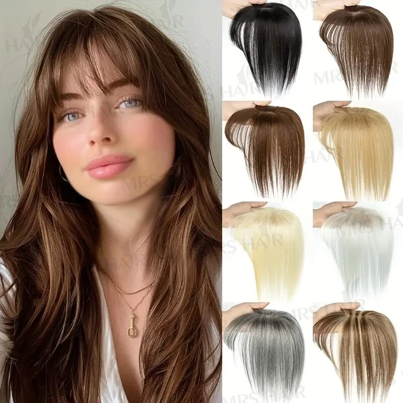 

Накладки для волос для женщин из натуральных человеческих волос Реми, на заколках, 150% плотность, черные, с челкой, тонкая основа 5*9 см с кружевом