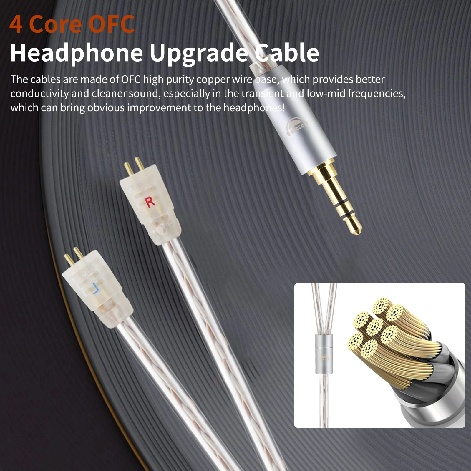 OKCSC Replacement Cable for LOGITECH UL TIMATE UE TF10 TF15 SF3 SF5 5EB 5PRO TRIPLEFI 15VM with 2.5mm 3.5mm 4.4mm Type-c Plug