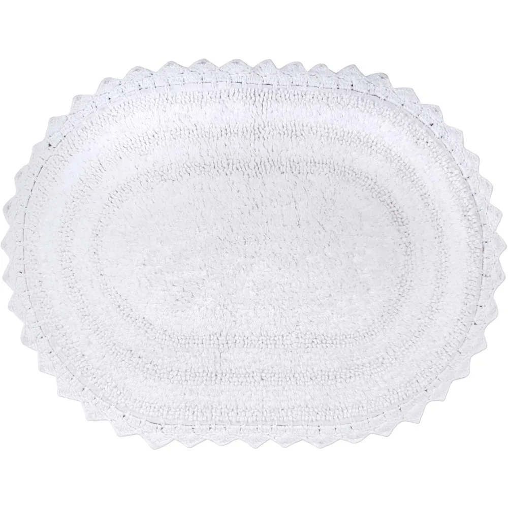

Crochet Collection Reversible Bath Mat, Small Oval, 17x24, White