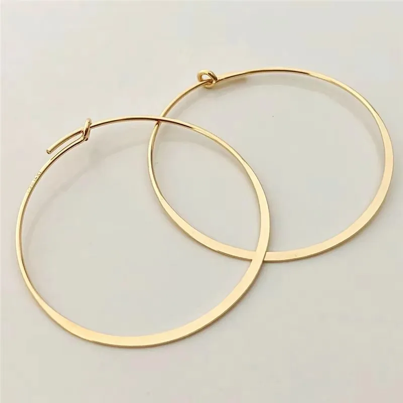 14K Gold Filled Flachdraht-Creolen Goldschmuck Gold-Creolen Brincos Pendientes Oorbellen Boho Damen-Ohrringe – Detail 11