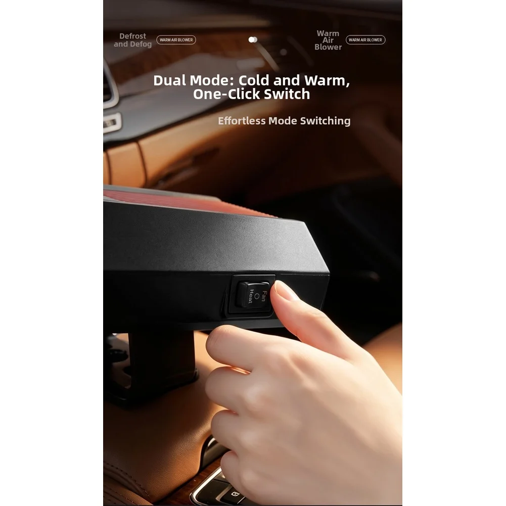 12V Portable Windshield Defroster with Flame Retardant Copper Core Heating and 360 Degree Horizontal Plus 45 Degree Tilt
