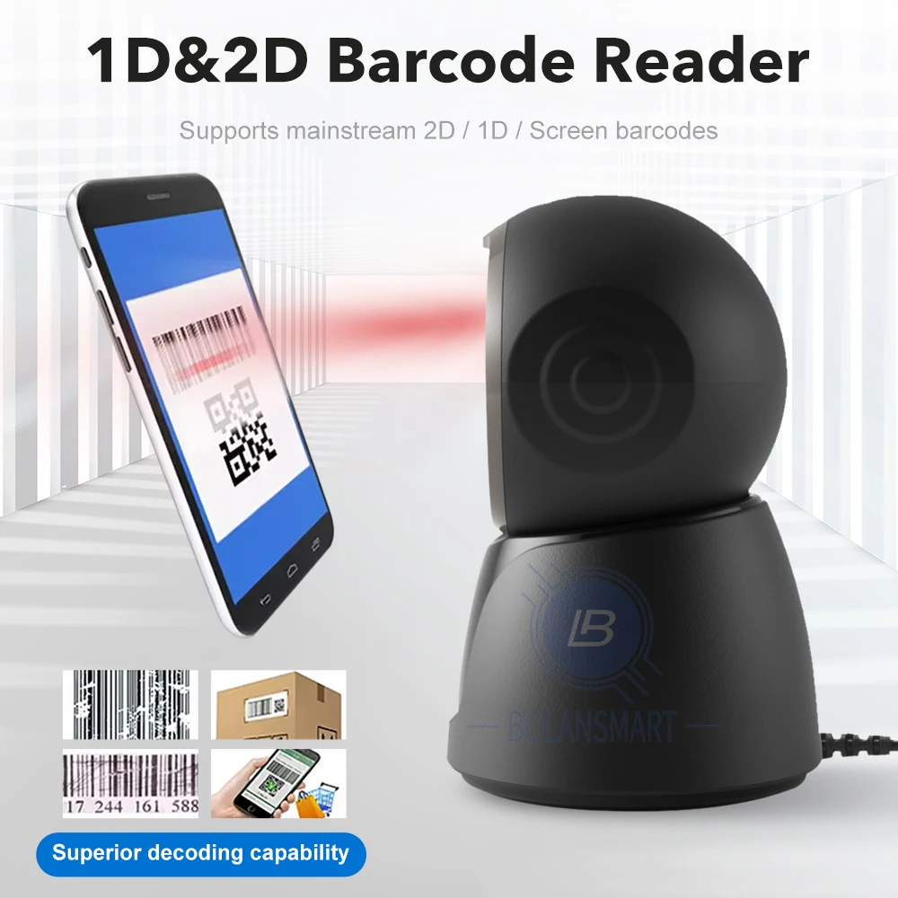 Hands-Free 2D Desktop Barcode Scanner Omnidirectional Wired USB Big Barcode Reader 1D QR Screen Barcodes Scanning Platform