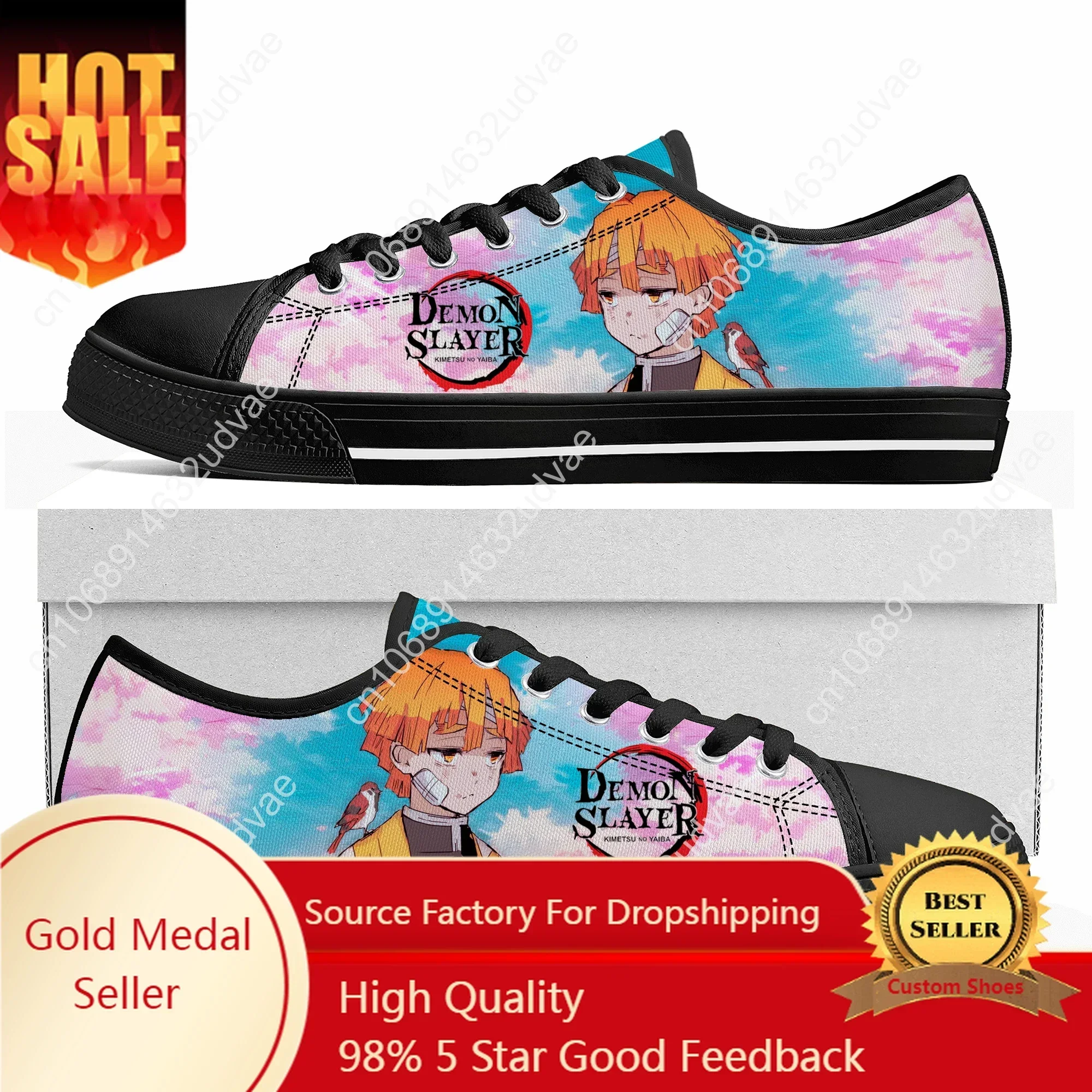 

Japan Anime Cartoon Agatsuma Zenitsu Low Top Sneakers Mens Womens Teenager Fashion Canvas Sneaker Couple Shoes Custom Shoe