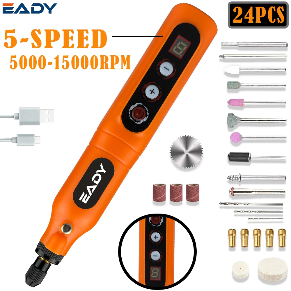 Kabelloses Rotationswerkzeug 13000mAh Akku 5 Variable Geschwindigkeiten Mini Akku-Schleifer Stiftförmiges Elektrisches Schleif- und Polier-Set für DIY – Detail 7