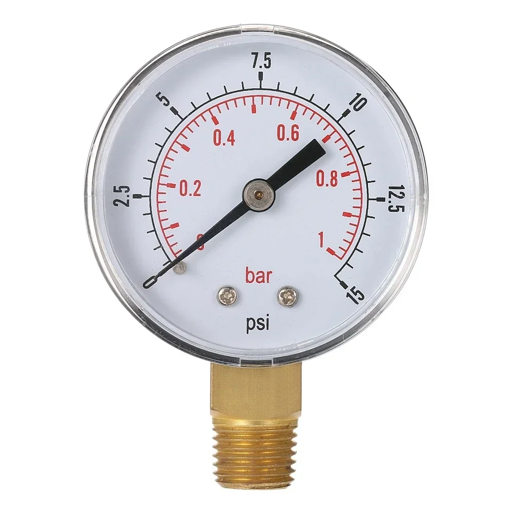 TS-50-15psi 0/15 PSI 0/1Bar Fuel Air Compressor Low Pressure Gauge Bar Meter Hydraulic Tester Dial Manometer 50mm 1/4