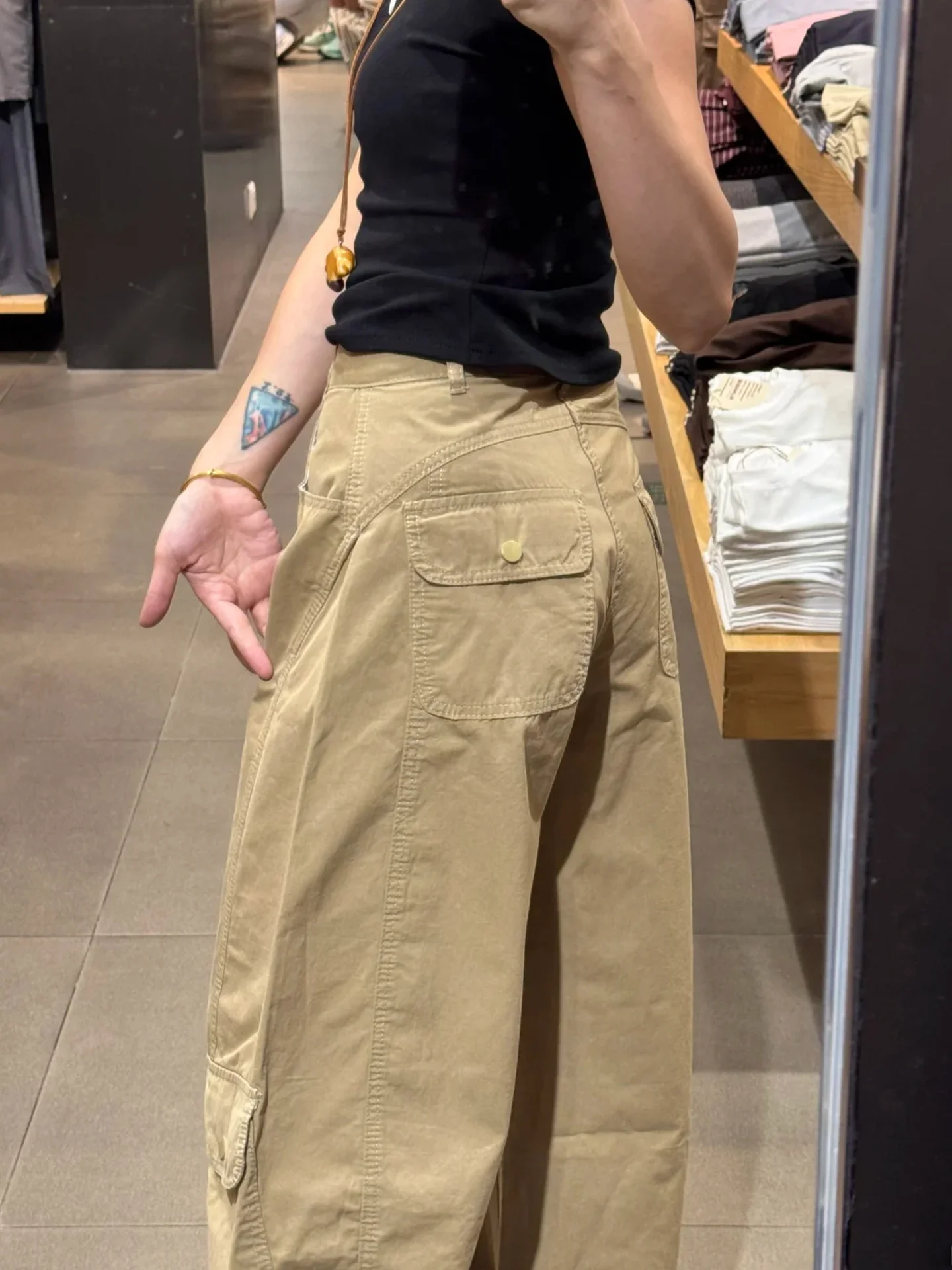 

Женские рабочие брюки цвета хаки с высокой талией, винтажные, с множеством карманов, в американском стиле, свободные, прямого кроя, с эффектом похудения