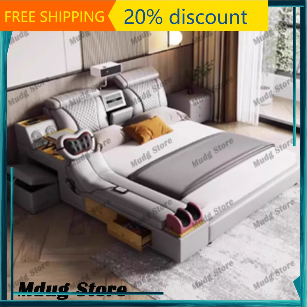 132 Dressing Reading Bed Organiser Electric Fancy Massage Frame Bed Headboards Smart Queen Mobili Per La Casa House Accessories
