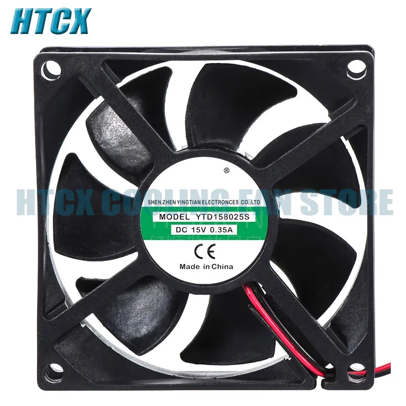 Genuine new for YTD158025S DC 15V 0.35A 2-wire 80x80x25mm Cooling Fan