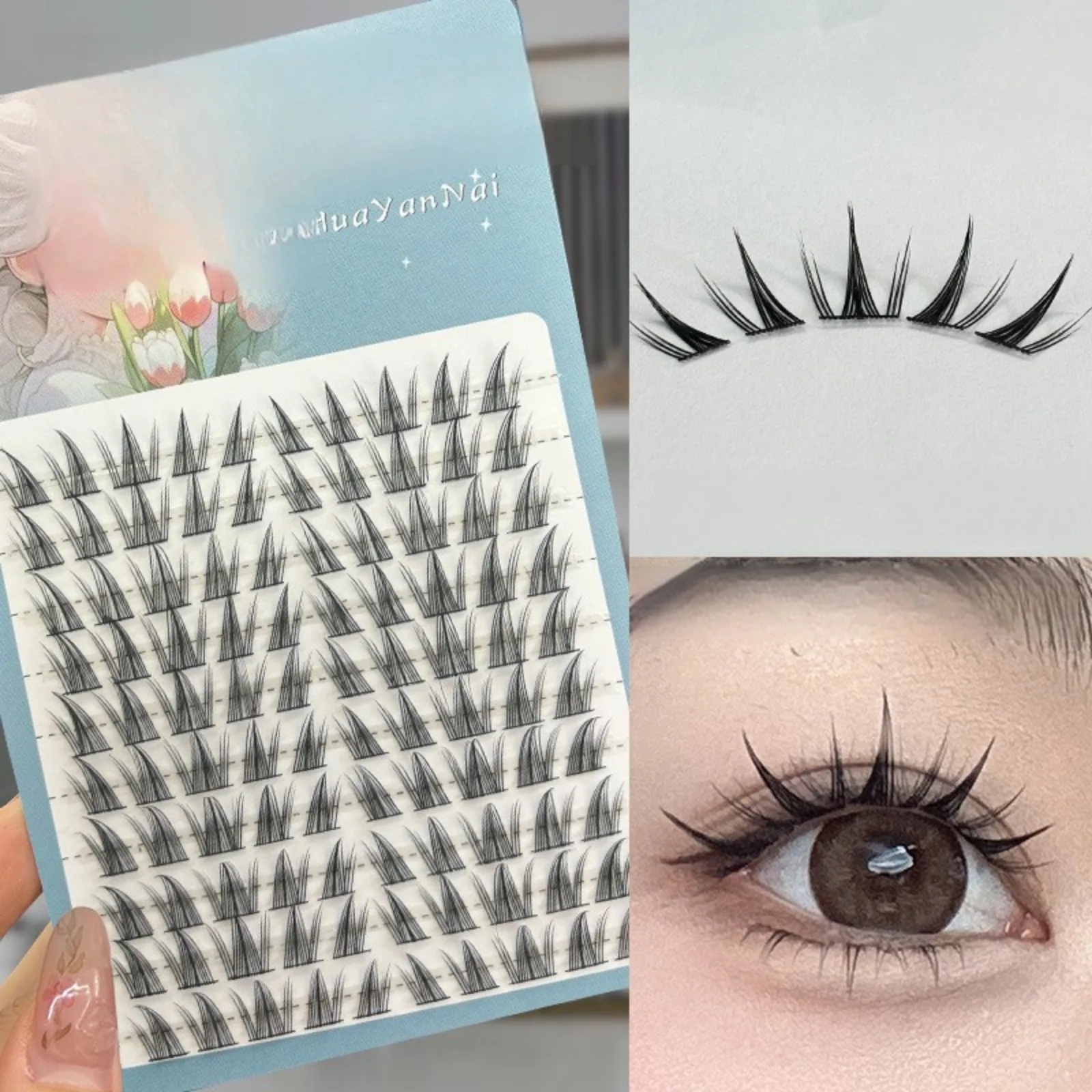 100 stücke Sonnenblumen DIY Falsche Wimpern Cluster Extensions Einzelne Wimpern Cluster Natürliche Dicke Segmentierte Wimpern Bundles