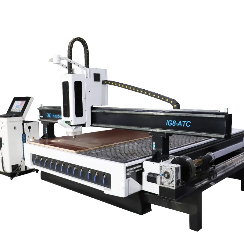 CNC Wood Engraving Machine (4-Axis 3D Engraving System) with Side Rotary Tool Head