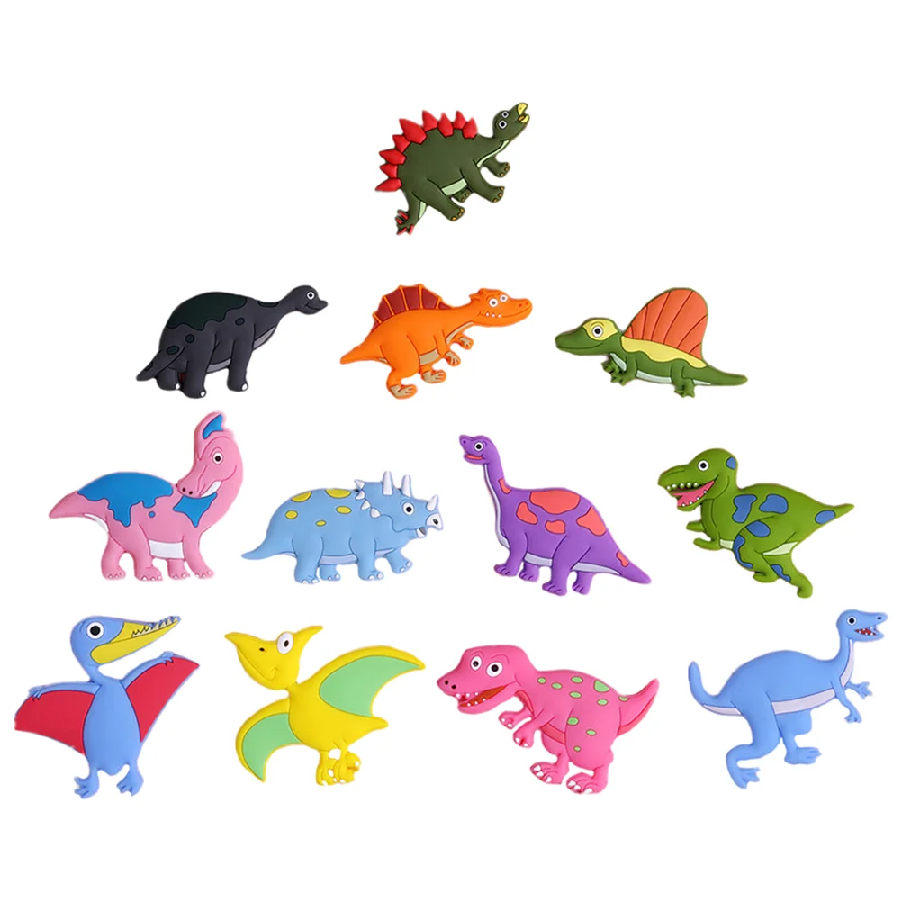 12 Pcs Fridge Magnet Kids Toy Gift Dinosaur Ornament Decor Educational Silica Gel