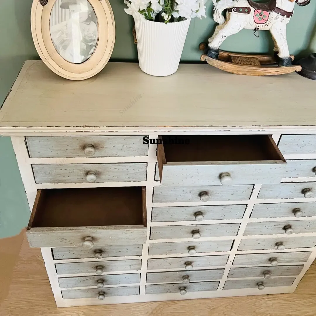 YFrench retro old solid wood, storage cabinet entrance, dining side